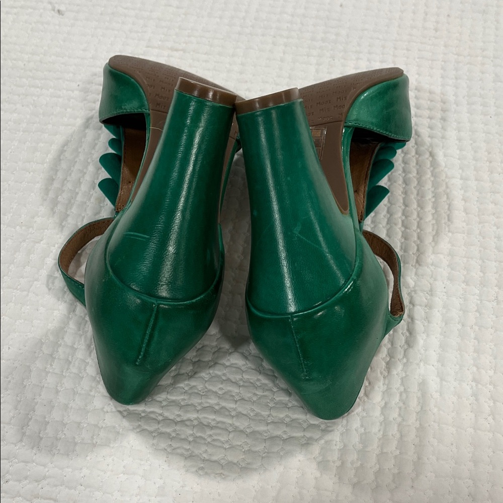 Miz Mooz sailor green Ruffle Heels boho romantic feminine sz7.5 - Picture 7 of 11